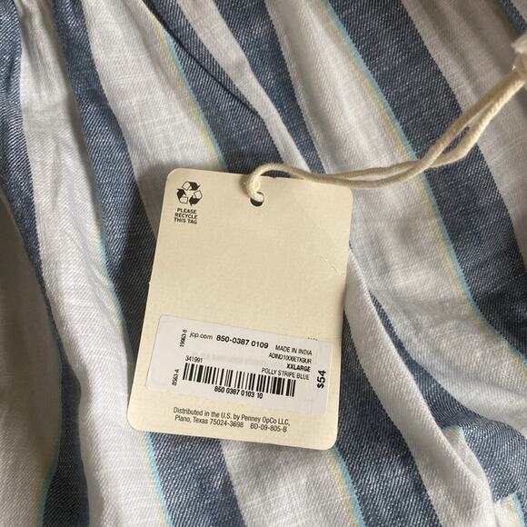 a.n.a Polly stripe blue Short Sleeve A-Line Dress - Picture 6 of 9